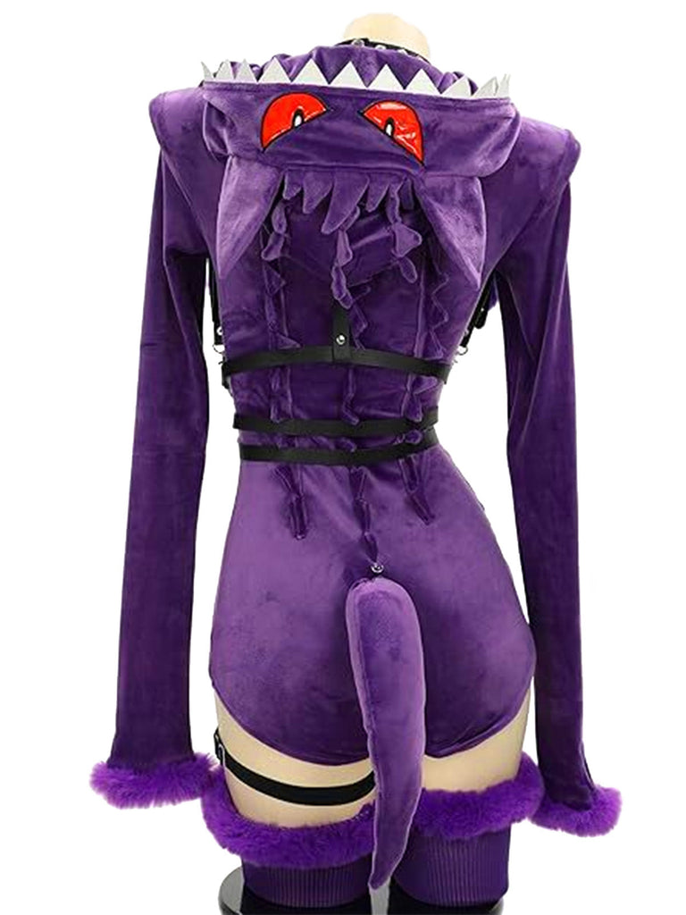Body violet de cosplay monstre fantôme d’Halloween à capuche années 1960