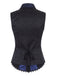 Blouse gothique bleu foncé en jacquard et dentelle à boutons années 1960