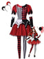 Ensemble robe rouge rayures et carreaux pour cosplay clown d'Halloween années 40
