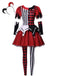 Ensemble robe rouge de clown d’Halloween à rayures et carreaux années 1940