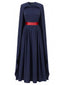 Robe plissée bleu marine cape inspirée de Queen années 70