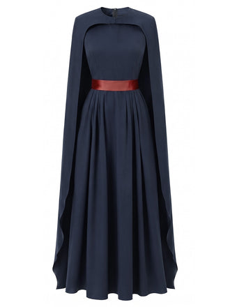 Robe plissée bleu marine cape inspirée de Queen années 70