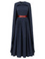 Robe plissée bleu marine cape inspirée de Queen années 70