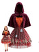 Robe costume du Petit Chaperon rouge avec cape à capuche années 1970
