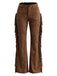Pantalon évasé daim marron franges western années 1970