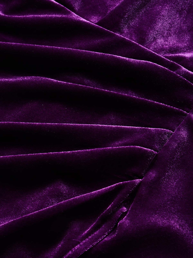 [Prévente] Robe moulante violette en velours à épaules dénudées Années 1960 - 7