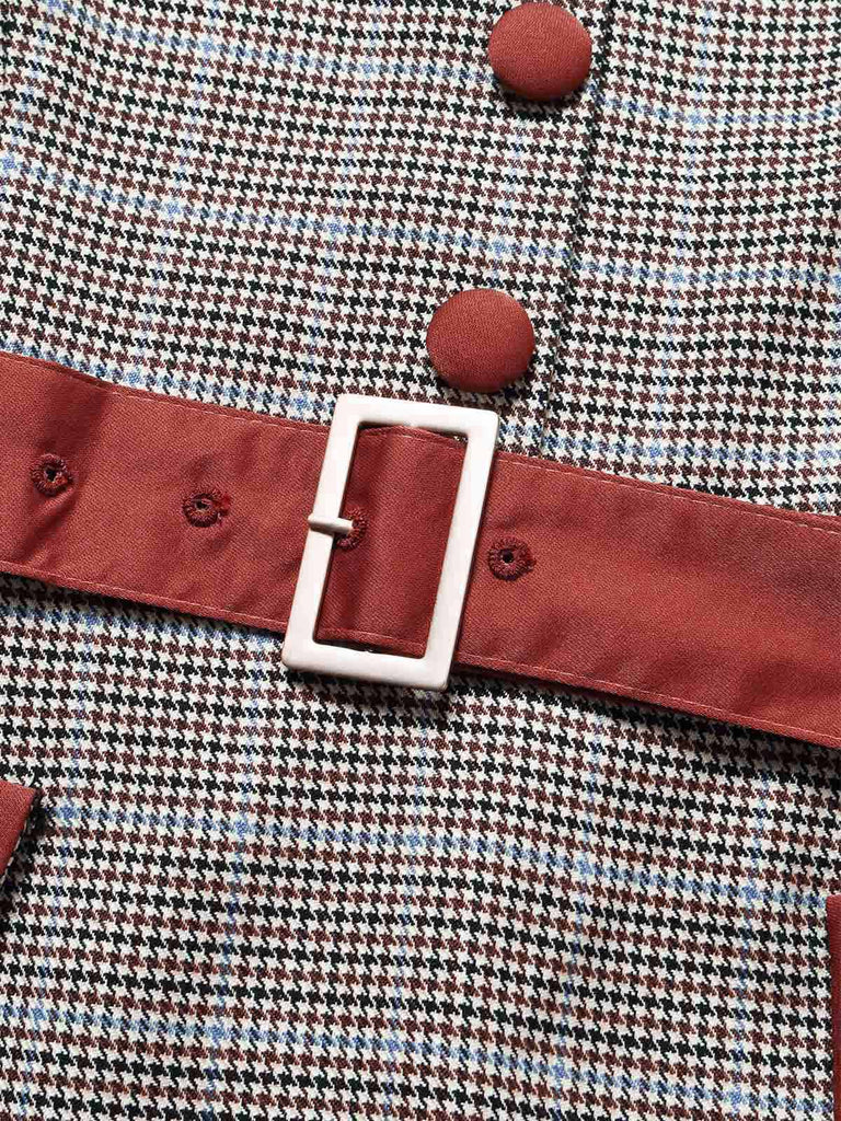 [Prévente] Robe crayon noire et blanche à pied-de-poule, bordures contrastées et ceinture Années 1960 - 6