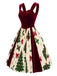 [Prévente] Robe rouge velours motif sapin de Noël années 1950