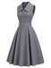 [Prévente] Robe évasée gris clair à col portefeuille et ceinture années 1950 - 3