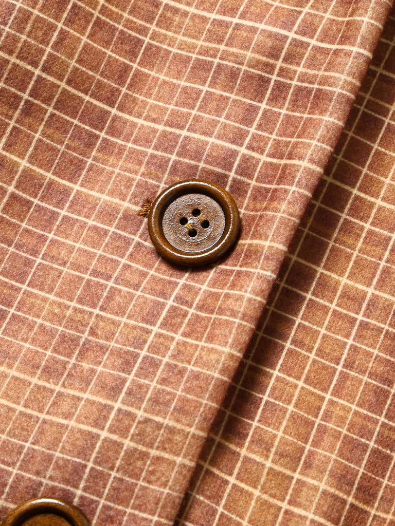 [Prévente] Veste courte marron à carreaux, col cranté et fausse fourrure Années 1940 - 6