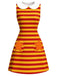 [Prévente] Robe crayon orange à rayures, étoiles et poches années 1960