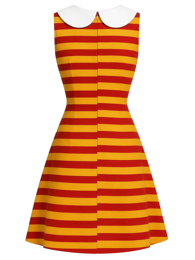 [Prévente] Robe crayon orange à rayures, étoiles et poches années 1960