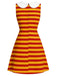 [Prévente] Robe crayon orange à rayures, étoiles et poches années 1960