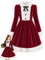 [Prévente] Robe rouge et blanche velours ornée d'un nœud et d'une bordure fourrure années 1950
