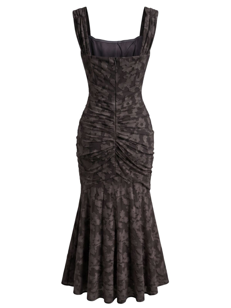 Robe sirène rose moulante à épaules dénudées et corset baleiné années 1930