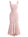 Robe sirène rose moulante à épaules dénudées et corset baleiné années 1930