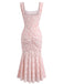 Robe sirène rose moulante à épaules dénudées et corset baleiné années 1930