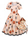 Robe d’Halloween beige à col carré et ourlet en dentelle années 1950