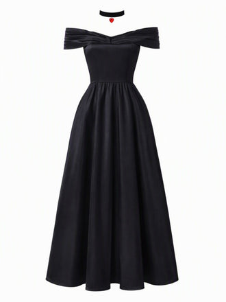 Robe longue noire de reine Joker à épaules dénudées pour Halloween Années 1970 - 2