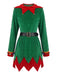 Ensemble costume de lutin de Noël vert en velours à grelots et ceinture Années 1940 - 2