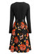 Robe évasée d’Halloween à imprimé et col pétale avec ceinture années 1950