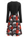Robe évasée d’Halloween à imprimé et col pétale avec ceinture années 1950