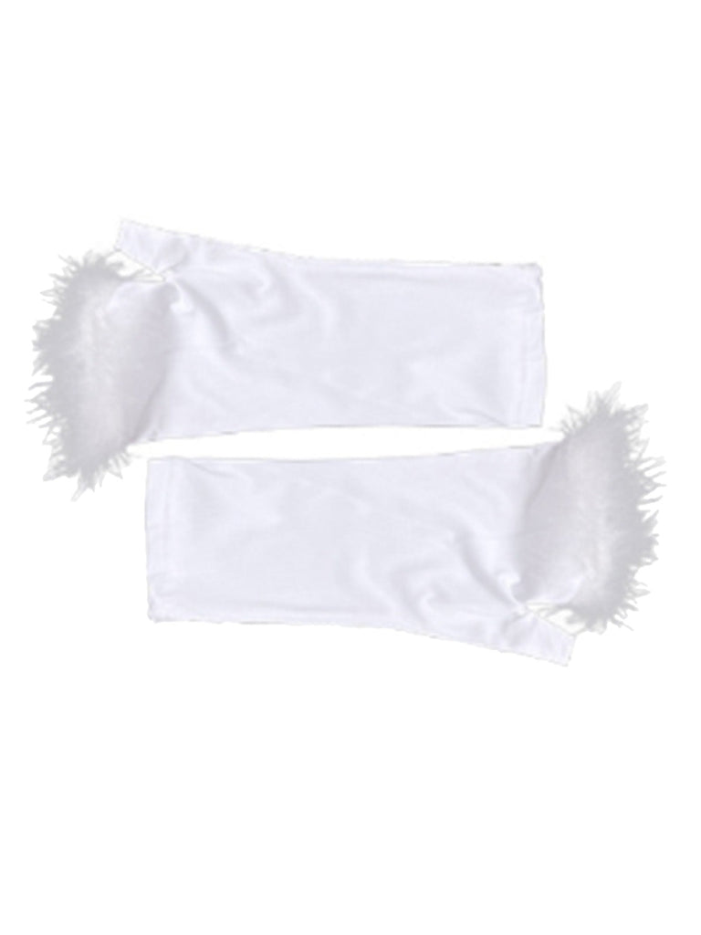 Robe courte blanche en fausse fourrure à épaules dénudées avec serre-tête à bois de renne Années 1960 - 6