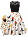 Robe contrastée d’Halloween en dentelle, sans manches et ceinturée années 1950