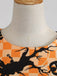Robe évasée d’Halloween à citrouilles et hiboux avec ceinture années 1950