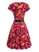 Robe évasée d’Halloween à citrouilles et hiboux avec ceinture années 1950
