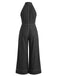 Combinaison effet denim à col halter et jambes larges années 1940 - 2