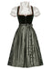 [Prévente] Robe verte à col carré avec tablier et top à manches bouffantes Années 1950