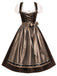 [Prévente] Robe marron à laçage et col carré avec tablier et top à manches bouffantes Années 1950
