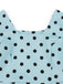 Robe évasée bleue à pois, col carré et manches bouffantes années 1950