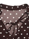 Robe courte marron à pois, col à nouer et manches cloche années 1960 - 4