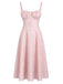 Robe corset en jacquard fleuri à fines bretelles et buste froncé années 1950 - 1