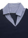 Haut bleu marine à col V et manches évasées style preppy Années 1980 - 6