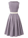 Ensemble 2PCS robe et tablier violets à fleurs, pois et col carré années 1950