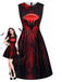 [Prévente] Robe gothique d’Halloween à imprimé vampire et chauves-souris années 1950