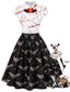 [Prévente] Robe noire pour Halloween motif chauve-souris et globe oculaire ensanglanté années 50