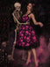 [Prévente] Robe évasée d’Halloween noire et rose à crânes, corset et tulle années 1950
