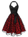 [Prévente] Robe rouge et noire d’Halloween dos nu Halter en tulle à chauves-souris et nœud années 1950