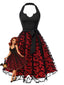 [Prévente] Robe rouge et noire d’Halloween à chauves-souris années 1950