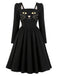 [Prévente] Ensemble robe noire à col carré et accessoires chat années 1950
