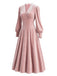 [Prévente] Robe rose en velours à col en dentelle et manches longues Années 1930 - 3