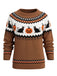 Pull marron rayé en maille à imprimé citrouilles et chats d’Halloween années 1940