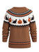 Pull marron rayé en maille à imprimé citrouilles et chats d’Halloween années 1940