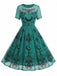 [Prévente] Robe gothique évasée à col rond et tulle céleste années 1950