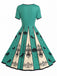 [Prévente] Robe turquoise d’Halloween à corbeau, citrouille et style steampunk années 1950