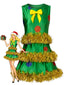 Robe trapèze sans manches verte effet guirlande de Noël années 70